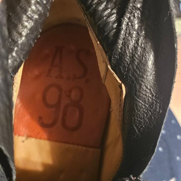 Leather Suede Biker Ankle Boots A.S.98 Airstep Sz 40 Buckle Zipper Snap Insoles - Picture 9 of 10